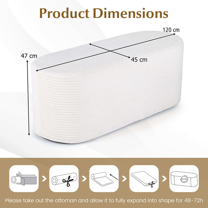Upholstered Ottoman Bench 120CM Modern End of Bed Stool with Corduroy Fabric-