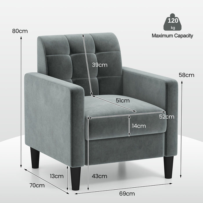 Upholstered Armchair Modern Velvet Accent Chair with Tufted Back-