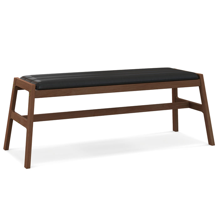 Upholstered Padded Cushion Bench - Solid Rubber Wood Frame in Brown - Perfect for Comfortable Sitting & Home Décor Solution