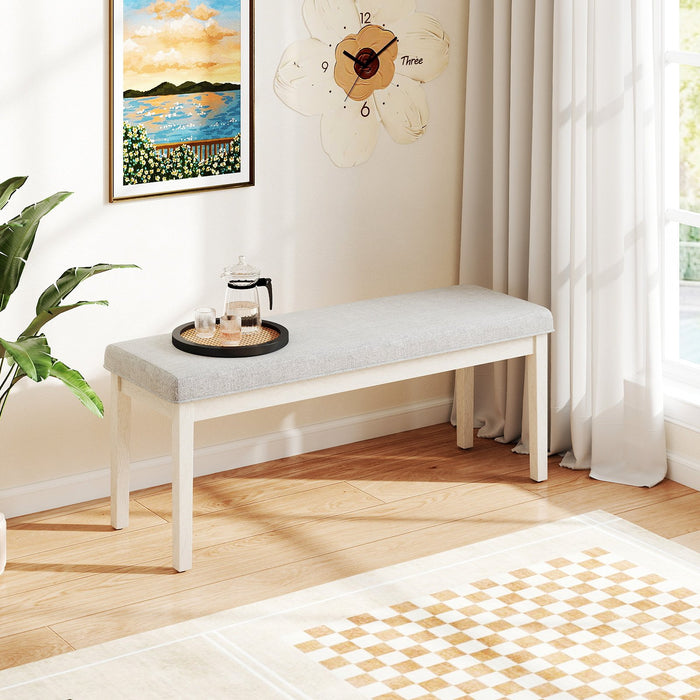 Upholstered Dining Bench Shoe Bench with Rubber Wood Legs and 300 KG Max Load-
