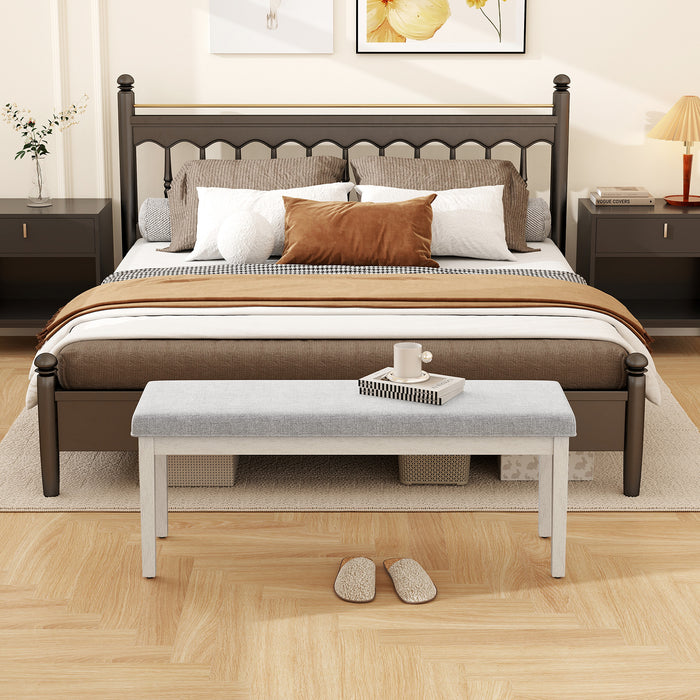 Upholstered Dining Bench Shoe Bench with Rubber Wood Legs and 300 KG Max Load-