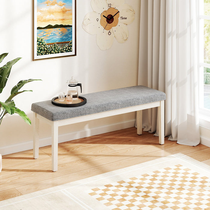 Upholstered Dining Bench Shoe Bench with Rubber Wood Legs and 300 KG Max Load-