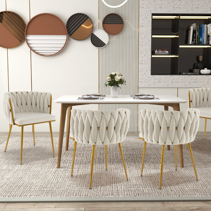 Curved Backrest Dining Chair Set - Upholstered, White, Set of Two - Ideal for Comfortable Dining Experience