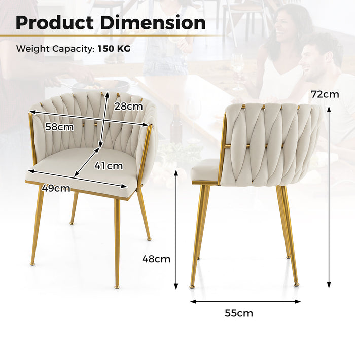 Curved Backrest Dining Chair Set - Upholstered, White, Set of Two - Ideal for Comfortable Dining Experience