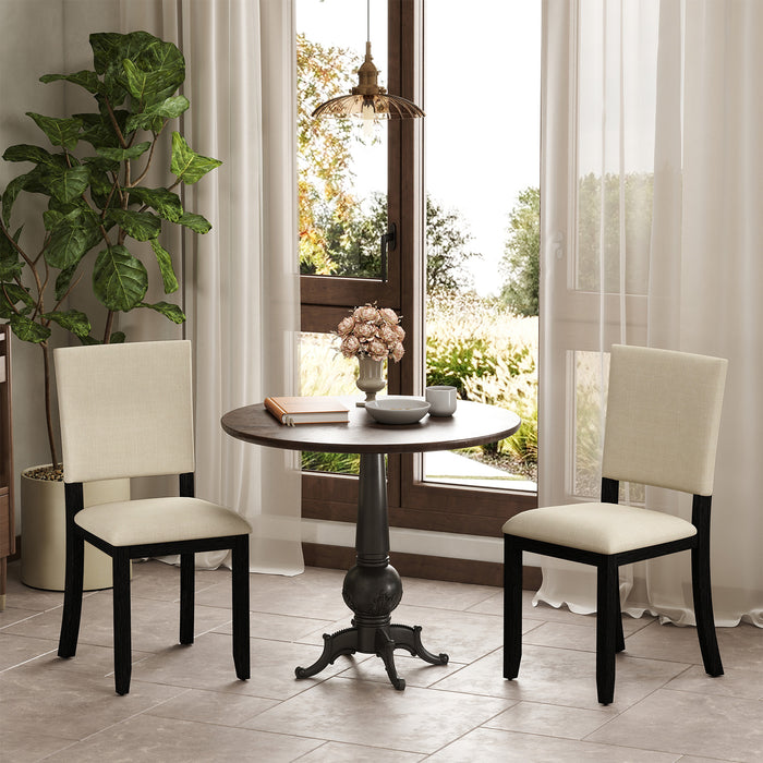 Upholstered Dining Chairs Set of 2 with Soft Padded Seat and Solid Wood Frame-Light Grey