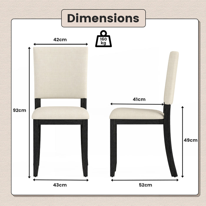 Upholstered Dining Chairs Set of 2 with Soft Padded Seat and Solid Wood Frame-Light Grey