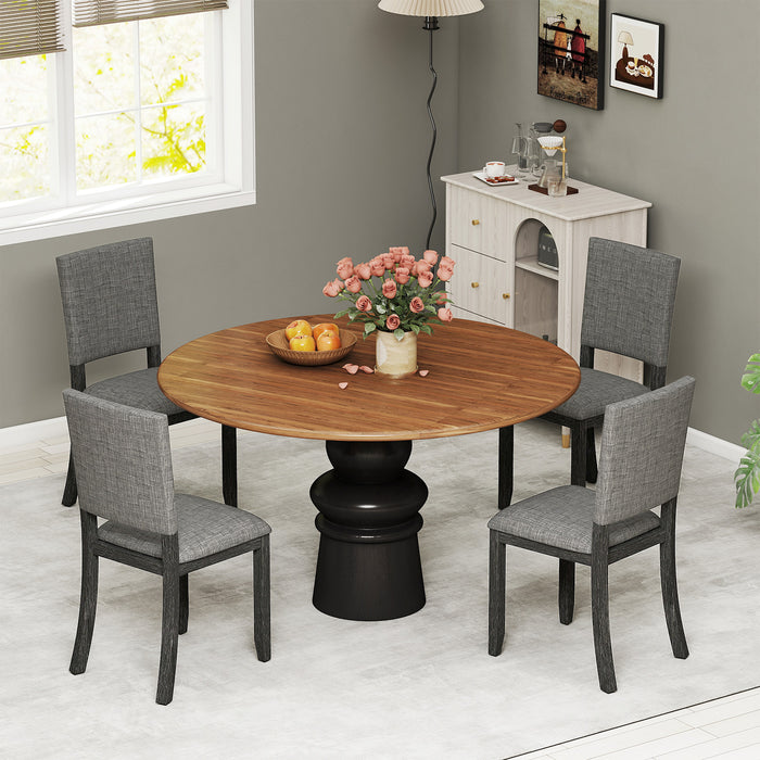 Upholstered Dining Chairs Set of 4 with Soft Padded Seat and Solid Wood Frame