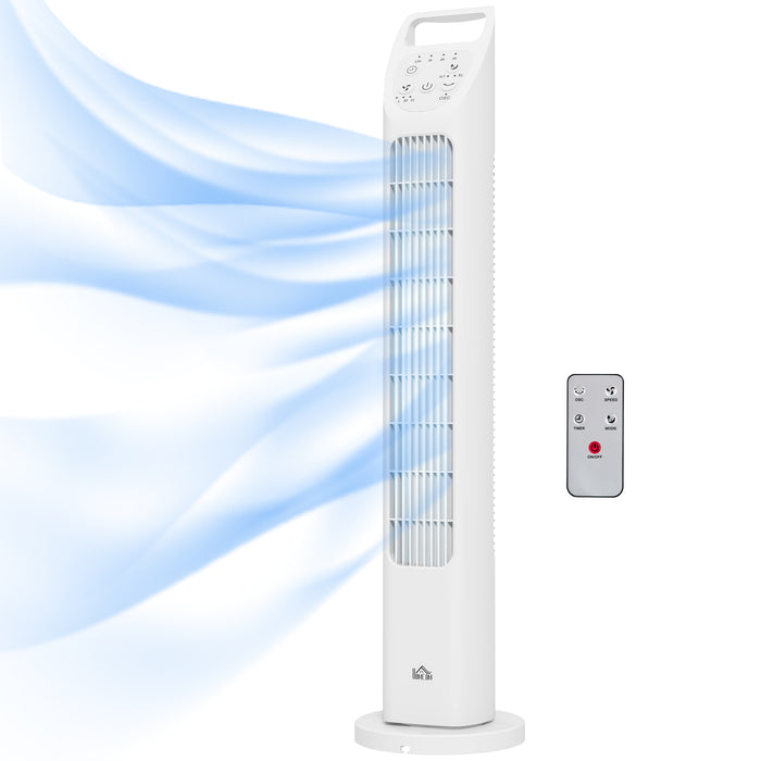 31" Oscillating Tower Fan with Remote - Adjustable 3-Speed, 3-Mode, 4-Hour Timer, Quiet Operation - Ideal for Home Office & Bedroom Comfort