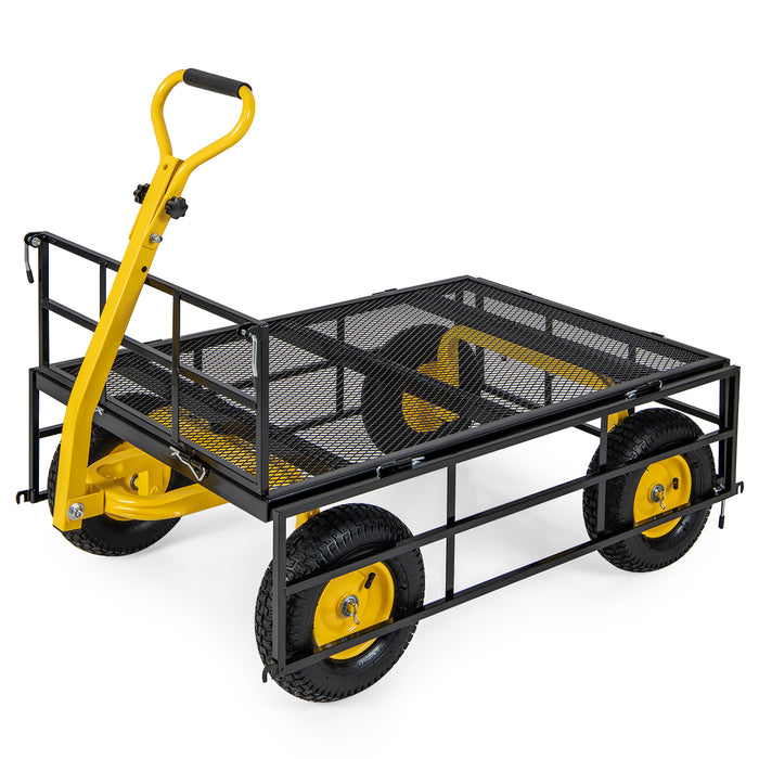 Utility Garden Cart with 180° Rotating Handle and Removable Sides-