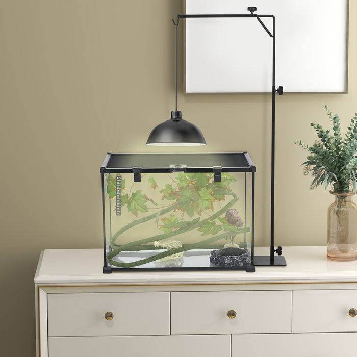 Adjustable 86-129cm Reptile Lamp Stand with Hook - Sturdy Base, Height & Length Customization - Ideal for Terrarium Heating & Lighting Solutions