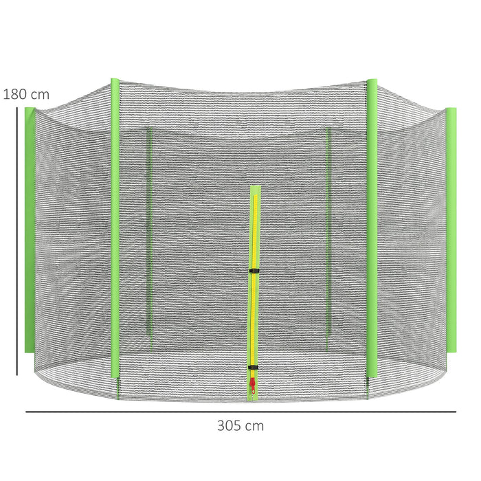 SPORTNOW 10ft Trampoline Net Replacement with 6 Plastic Pole Covers, Weather-Resistant Trampoline Netting Replacement with Zipped Entrance, Poles Not Included, Green