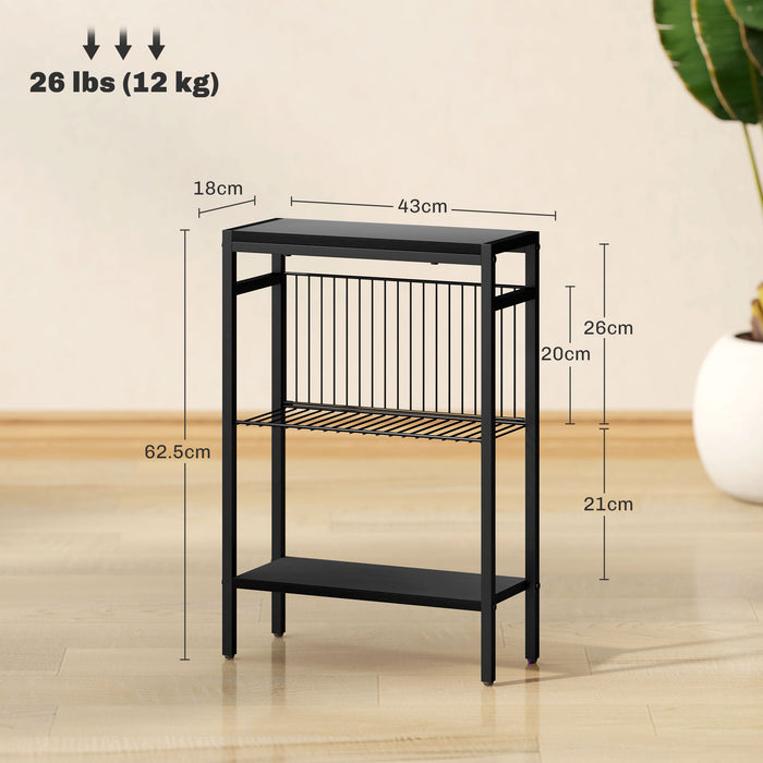 HOMCOM Three Shelf Industrial Side Table, Black | Aosom UK