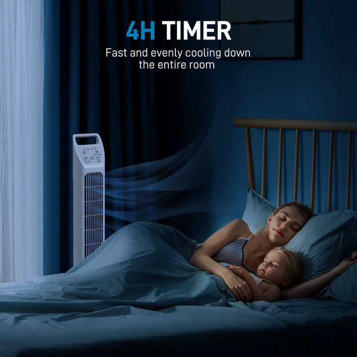 31" Oscillating Tower Fan with Remote - Adjustable 3-Speed, 3-Mode, 4-Hour Timer, Quiet Operation - Ideal for Home Office & Bedroom Comfort