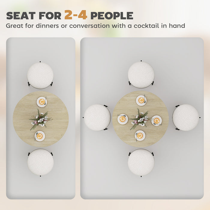 HOMCOM 80cm Industrial Round Dining Table - Oak