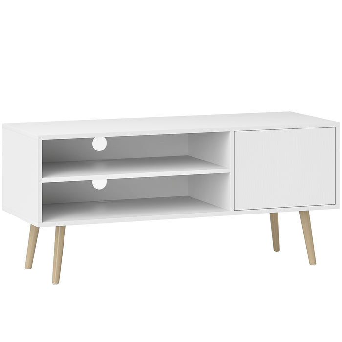 HOMCOM TV Stand up to 55 Inches, TV Unit with Open Shelves and Cable Holes - White