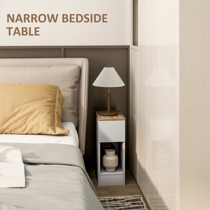 HOMCOM Set of Two Modern Storage Bedside Tables - White