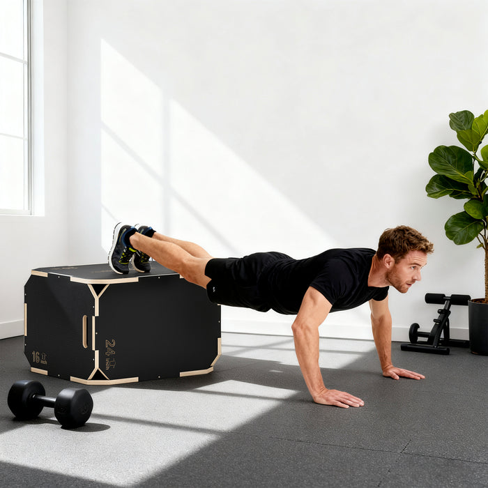 SPORTNOW Non-Slip Plyo Box, Corner-free Wooden Jump Box, 41 x 61 x 51 cm
