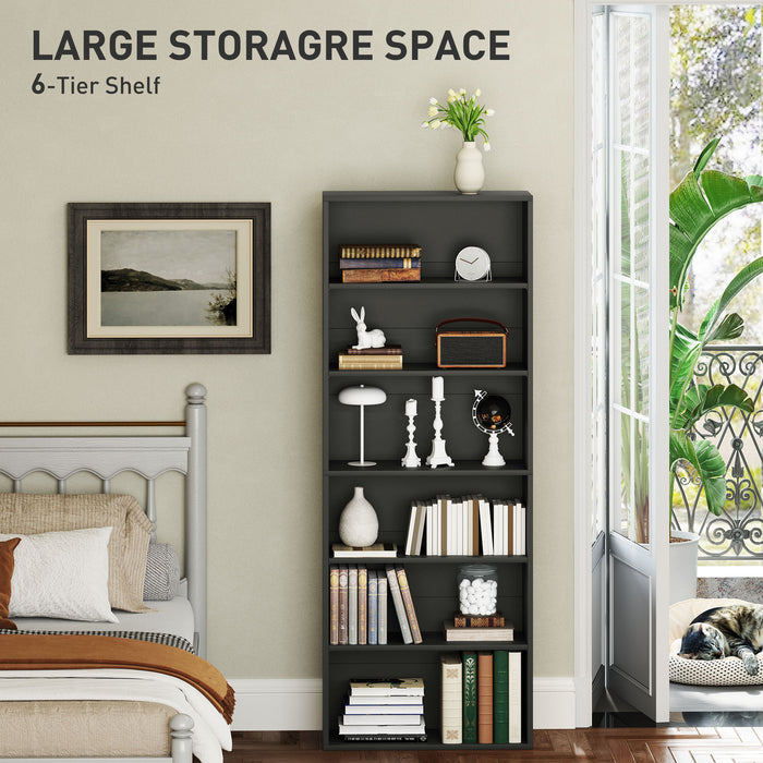HOMCOM Six Shelf Bookcase - Black