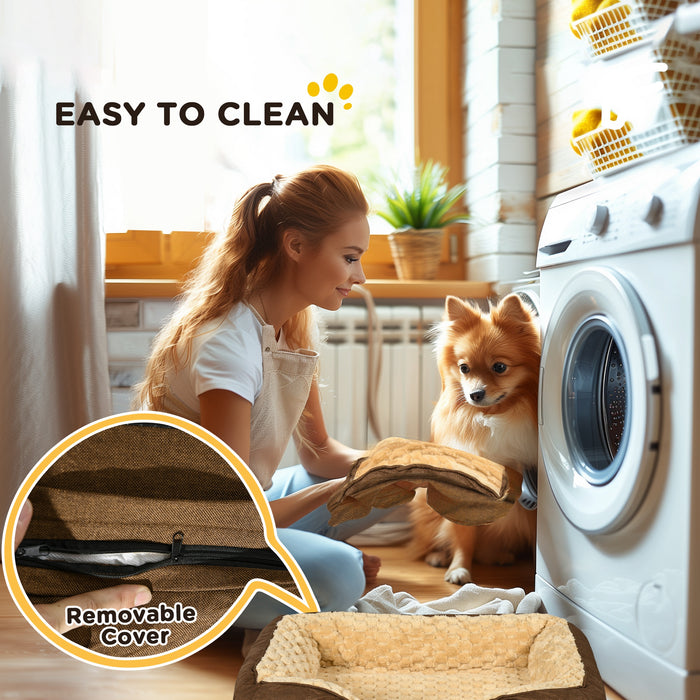 Calming Dog Bed Pet Mattress with Anti-Slip Base - Soft Plush Fabric, Washable Cover, Ideal for Small Breeds - Ensures Comfortable Sleep and Anxiety Relief for Pets