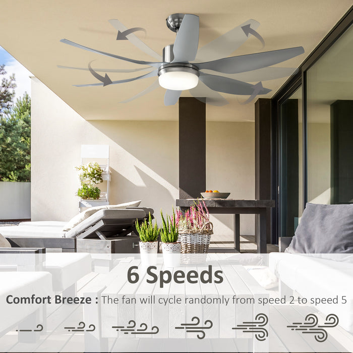 HOMCOM Set of 2 Reversible Ceiling Fan with Light, 6 Blades Indoor Modern Mount LED Lighting Fan with Remote Controller, for Bedroom, Living Room, Silver
