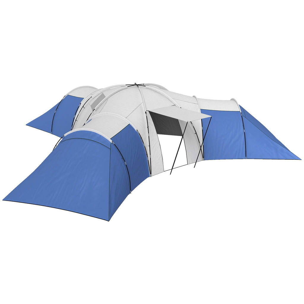 Outsunny 6-9 Man Tent with Bedrooms and Living Room, Accessories Included, Blue