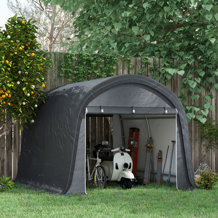 Outsunny 3 x 3(m) Garden Storage Tent, Heavy Duty Outdoor Shed with 2 Doors, Waterproof Portable Shed Storage Shelter with Galvanised Steel Frame for Bike, Motorcycle, Garden Tools, Grey