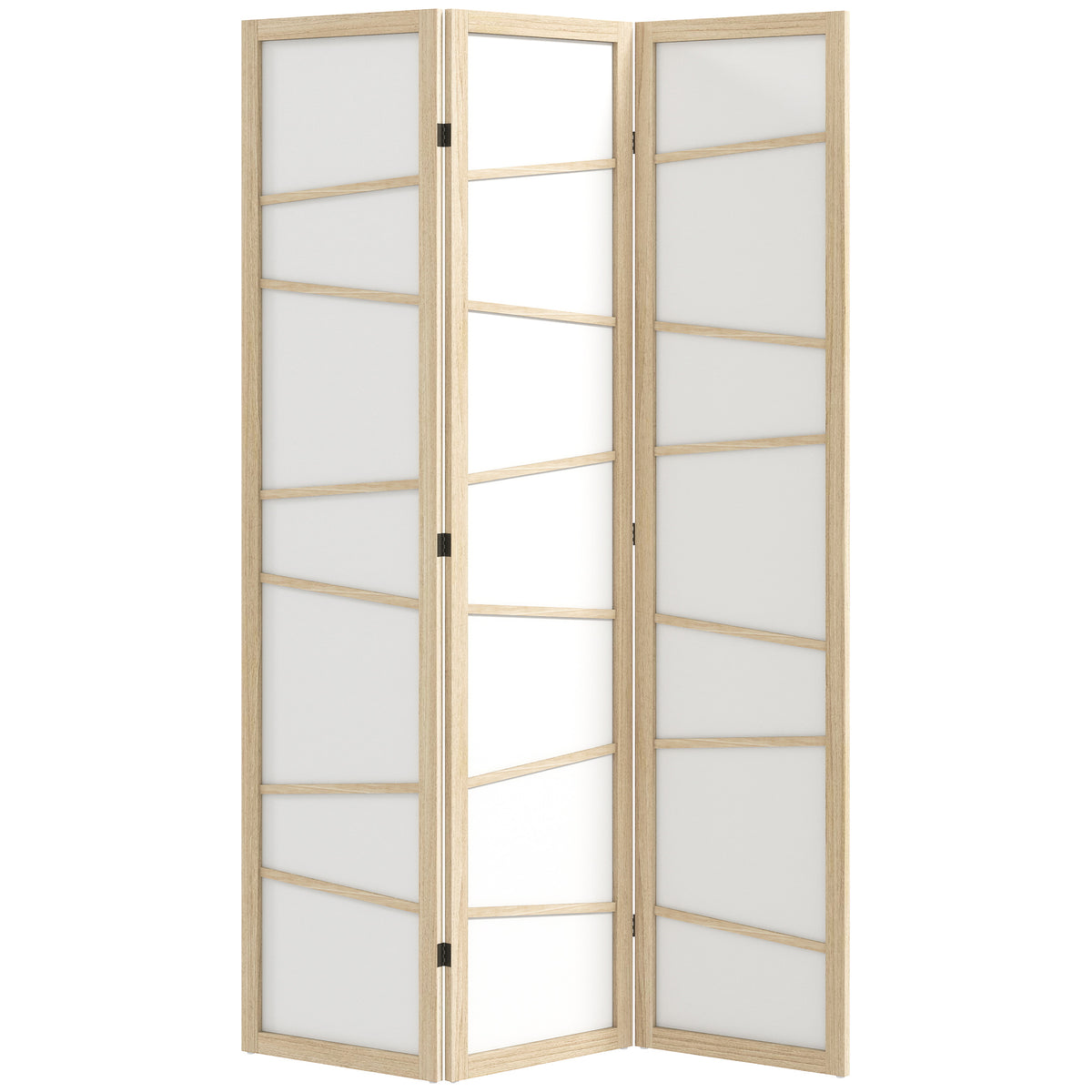 HOMCOM Wooden Folding Privacy Screen, 3 Panel Room Divider for Bedroom, Natural Wood Finish