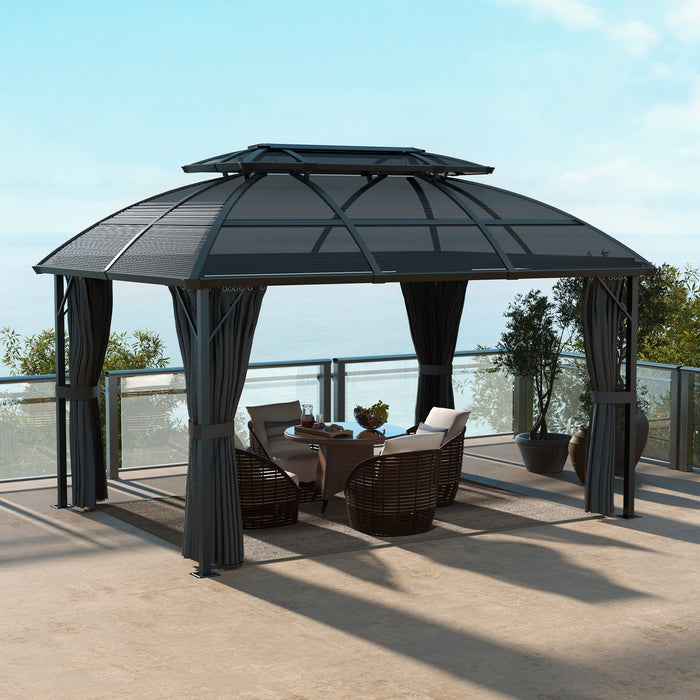 Aluminium Frame Hard Gazebo 4x3m - Includes Accessories, Sturdy Outdoor Shelter - Ideal for Garden Entertaining and Events, Black