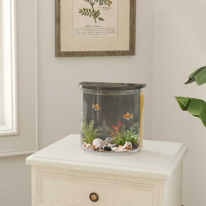 PawHut 3L Small Fish Tank with Filter System, LED Light, Small Fish Tank for Betta, Goldfish, Shrimp, Black