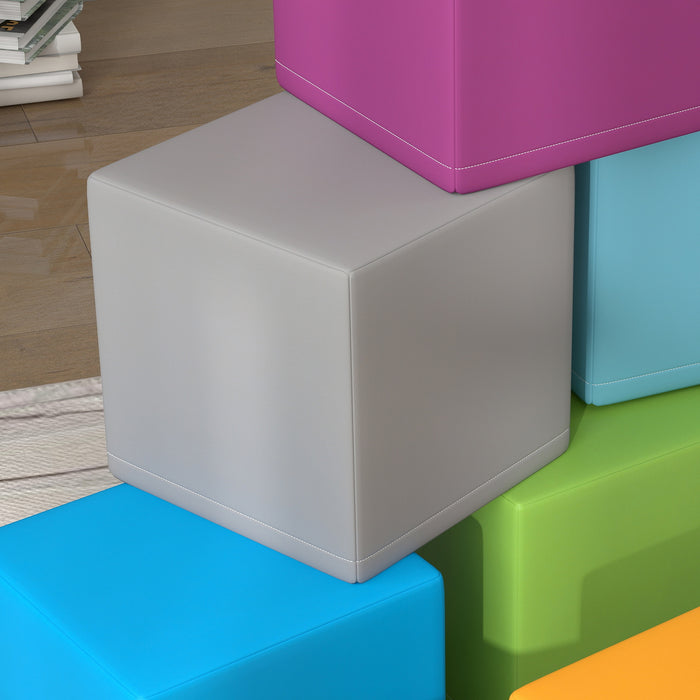 HOMCOM 12 PCs Soft Play Blocks, Soft Foam Toy, Building and Stacking Blocks for Kids, Multi-colour