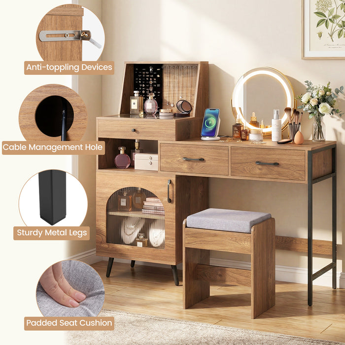 Vanity Desk with Mirror and Lights Makeup Vanity Table with 3 Lighting Modes-Natural