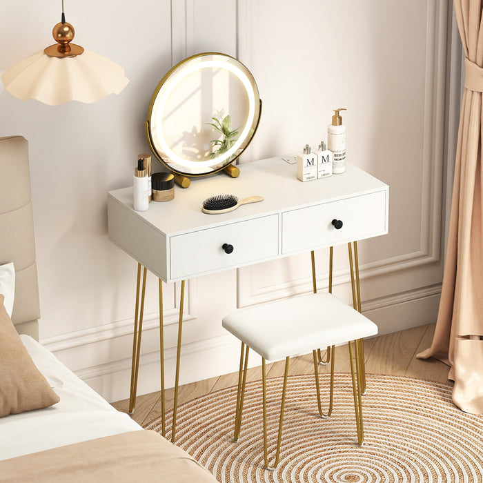 Vanity Desk with Mirror and Lights Makeup Dressing Table-White