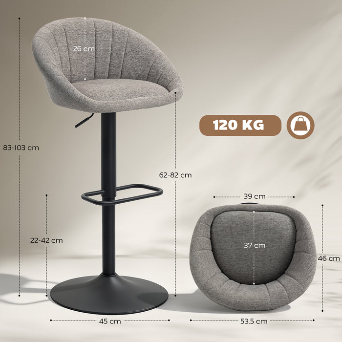 HOMCOM Set of Two Relaxed Tub Bar Stools - Grey