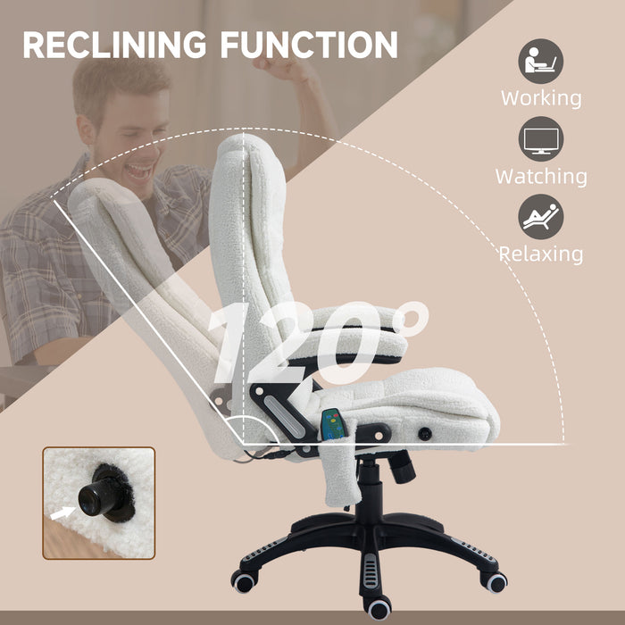 Vinsetto Boucle Six-Point Massage Office Chair - White | Aosom UK