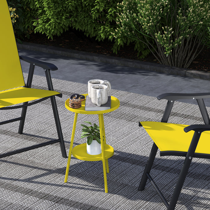 Outsunny Two-Tier Metal Garden Table - Yellow