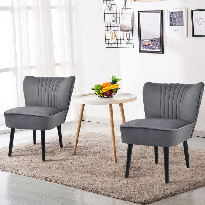 Velvet Accent Chair Set of 2 Modern Leisure Chair with Rubber Wood Legs-