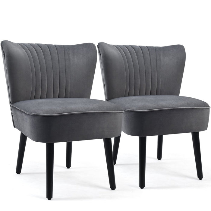 Velvet Accent Chair Set of 2 Modern Leisure Chair with Rubber Wood Legs-