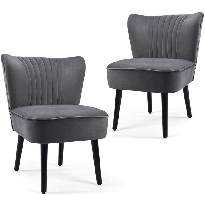 Velvet Accent Chair Set of 2 Modern Leisure Chair with Rubber Wood Legs-