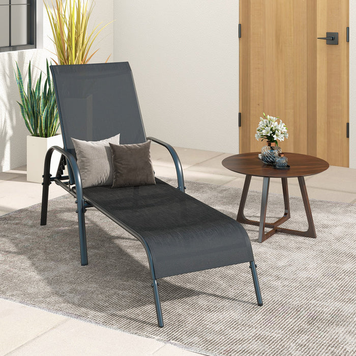 Versatile Chaise Lounge Chair with 5 Adjustable Positions Iron Construction-