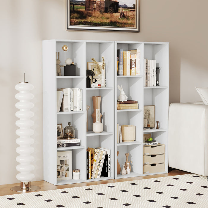 Vertical or Horizontal Freestanding Bookshelf with 7 Compartments-