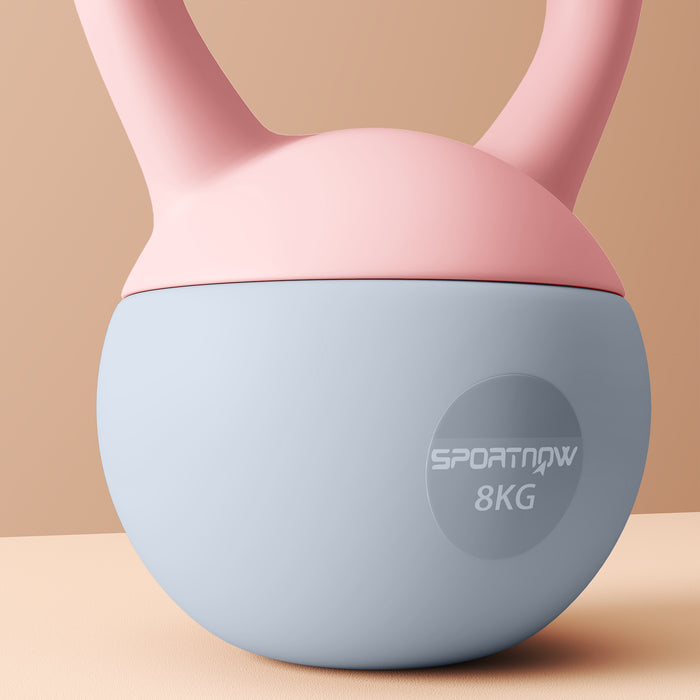 SPORTNOW 8KG Soft Kettlebell, Kettlebell with Non-Slip Handle for Home Gym, Weight Lifting, Strength Training, Pink/Grey