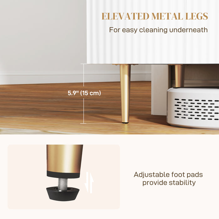 HOMCOM Sideboard Buffet Cabinet, Modern Kitchen Storage Cabinet with Adjustable Shelves, Kitchen Sideboard with Metal Legs for Living Room Hallway, White