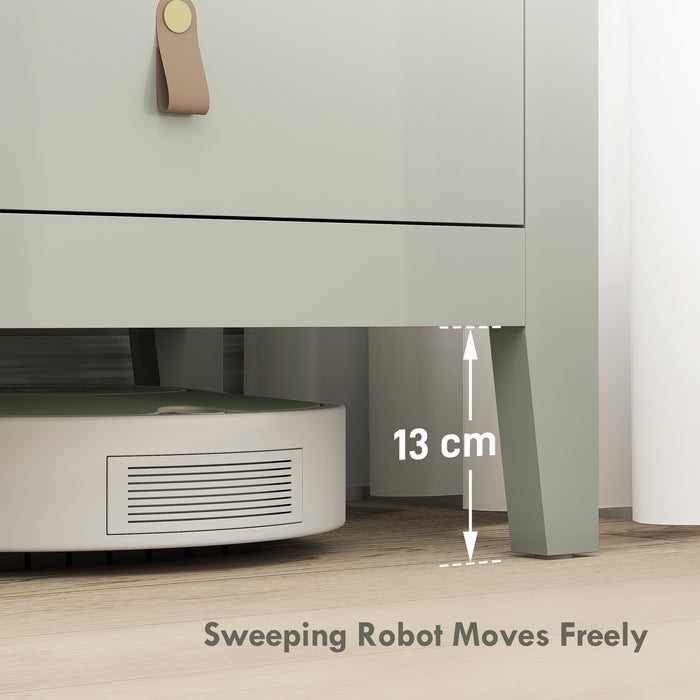 HOMCOM Bedroom Chest of Drawers, Modern 4 Drawer Dresser Cabinet with PU Leather Handles and Metal Runners for Living Room, Hallway, Entryway, Green