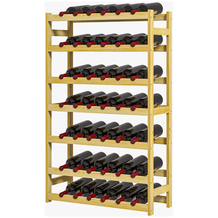 Wooden Wine Rack for 42 Bottles - Elegant Natural Finish - Ideal Storage for Wine Collectors and Home Bars
