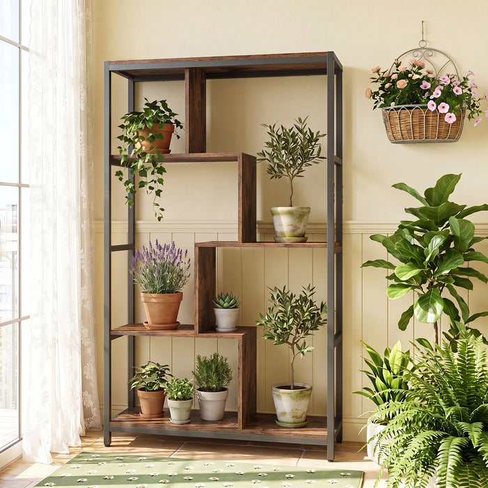Vintage Open Storage Shelving Unit with Metal Frame for Home Office-White