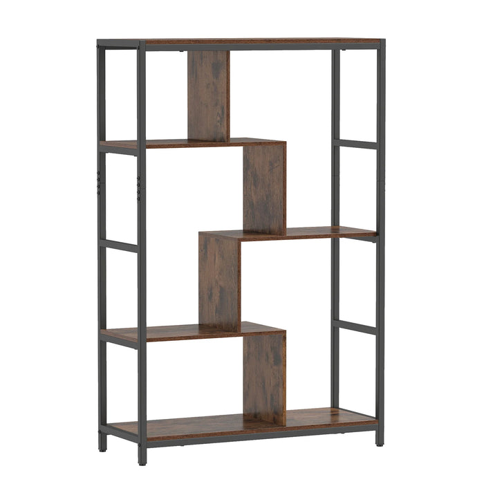 Vintage Open Storage Shelving Unit with Metal Frame for Home Office-White