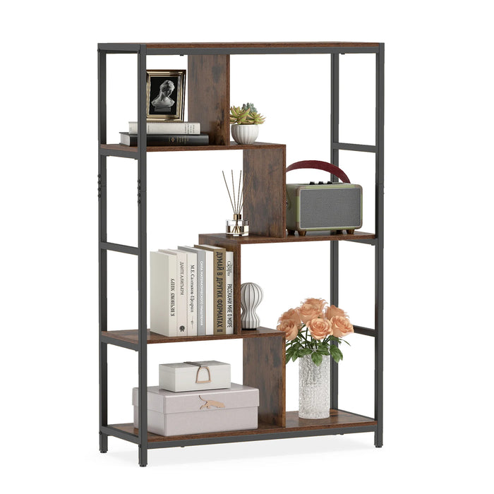 Vintage Open Storage Shelving Unit with Metal Frame for Home Office-White