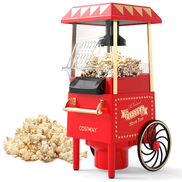 Vintage Style Popcorn Maker Cart with Kernel Measuring Cup-