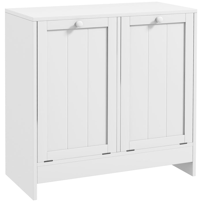 Aosom Tilt-Out Laundry Cabinet - Contemporary 2-Compartment Bathroom Organizer, White - Space-Saving Solution for Washroom Storage Needs