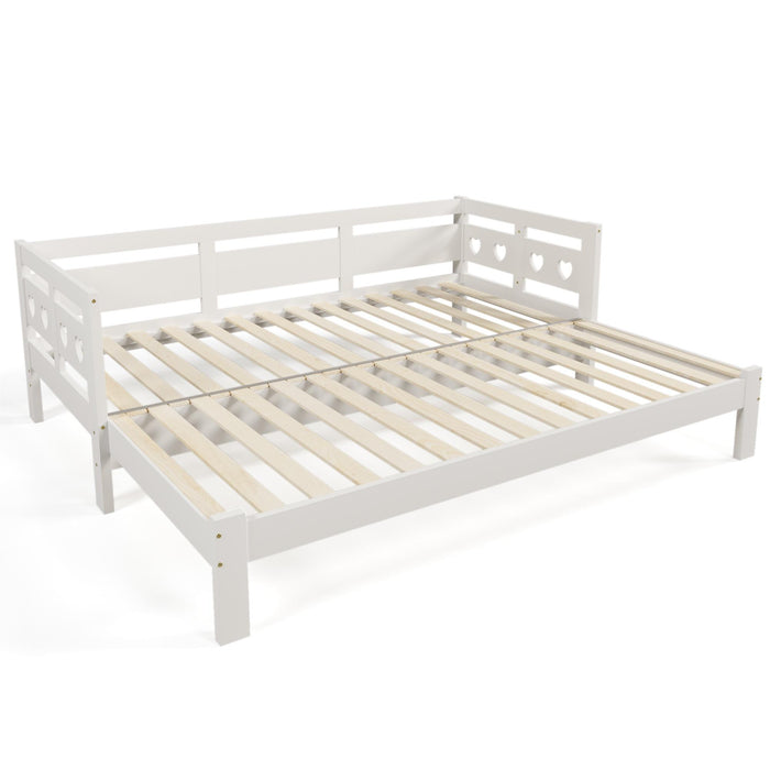Wooden Daybed with Trundle - 3FT Single Sofa Guest Bed for Living Room & Bedroom, White - Space-Saving Sleeper Solution for Guests